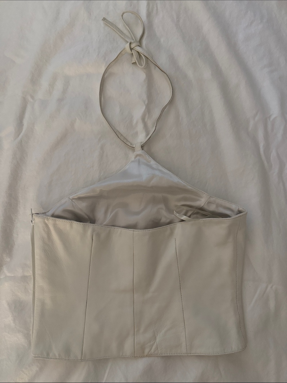 Hugo Buscati Cream Halter Crop Top - Picture 2 of 8